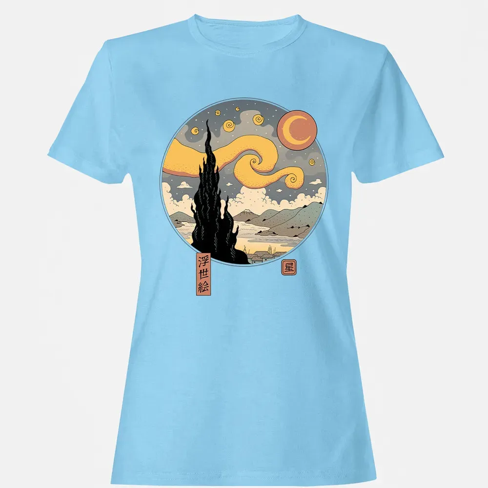 Starry Ukiyo-e Night Women's T-shirt - 8