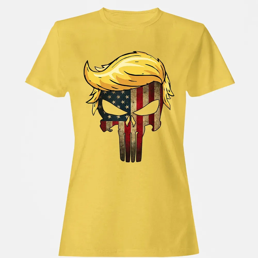 Trump Hair Skull    4th of july US Flag Trump Gift Women's T-shirt - 4