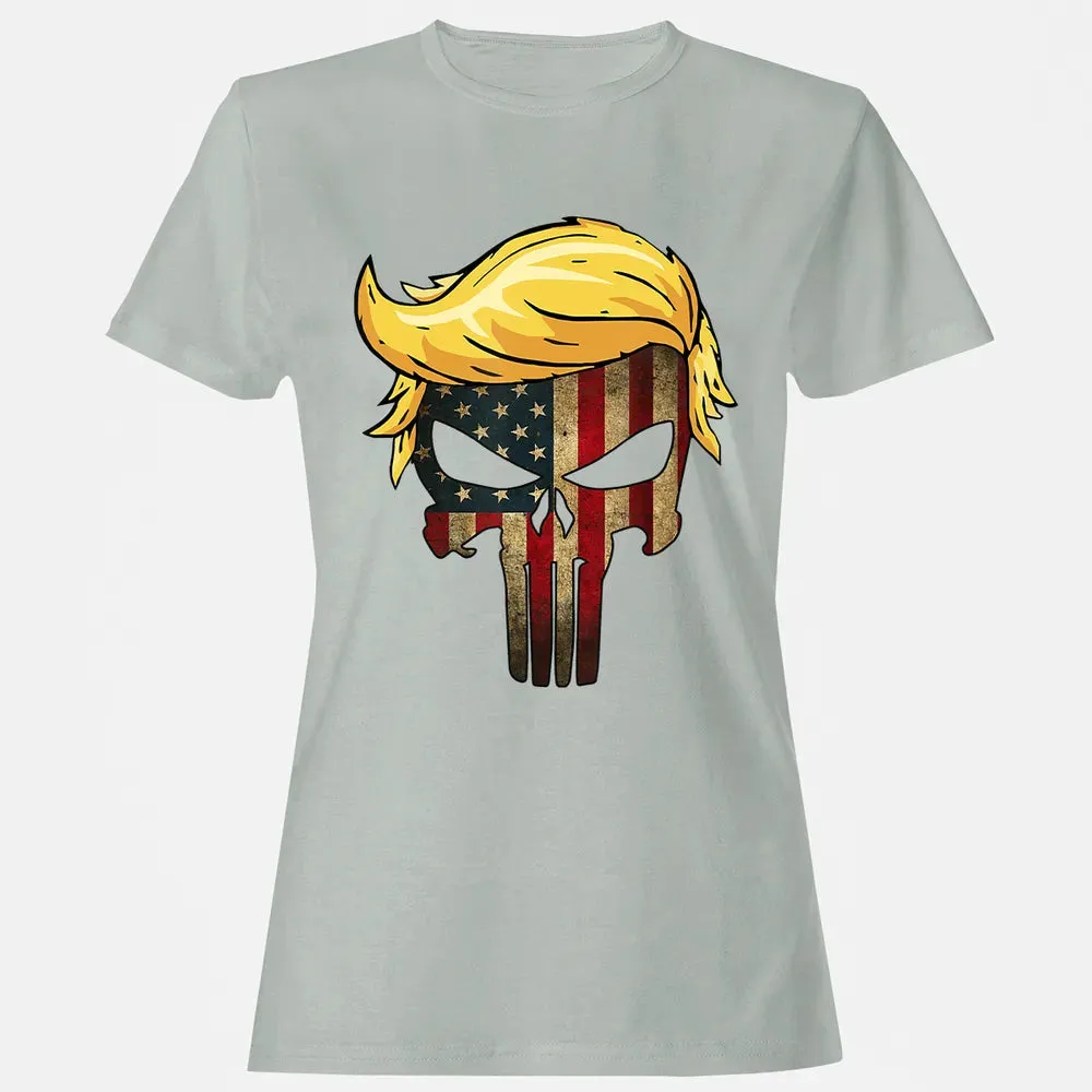 Trump Hair Skull    4th of july US Flag Trump Gift Women's T-shirt - 2