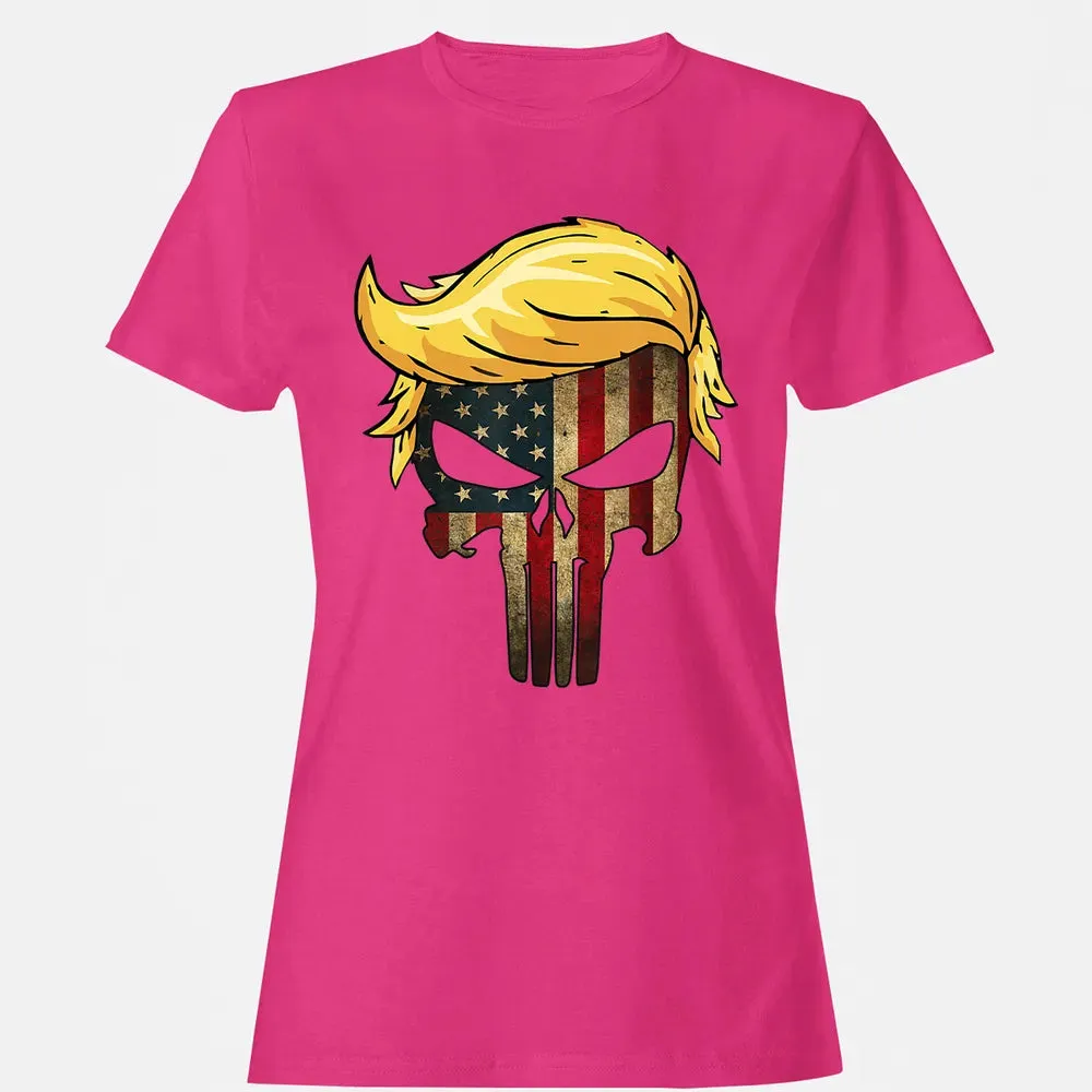 Trump Hair Skull    4th of july US Flag Trump Gift Women's T-shirt - 6