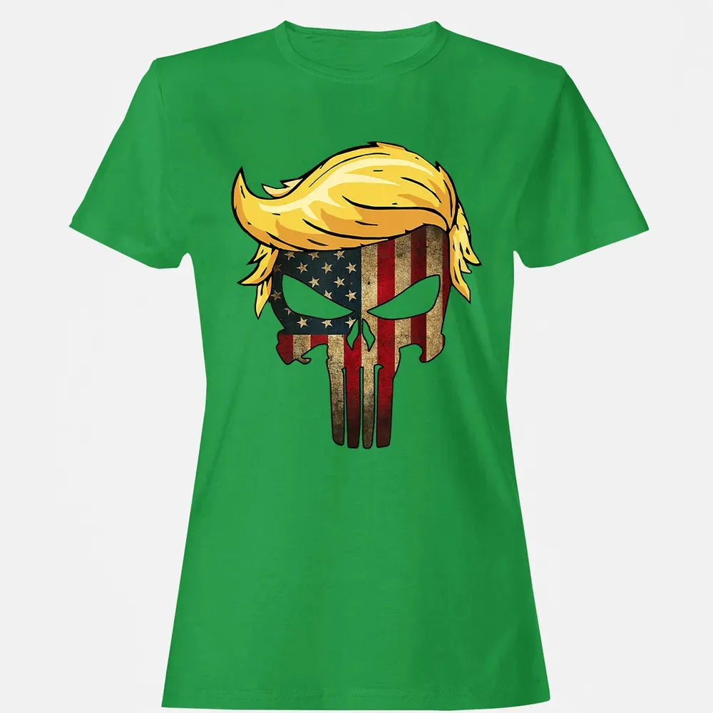 Trump Hair Skull    4th of july US Flag Trump Gift Women's T-shirt - 7