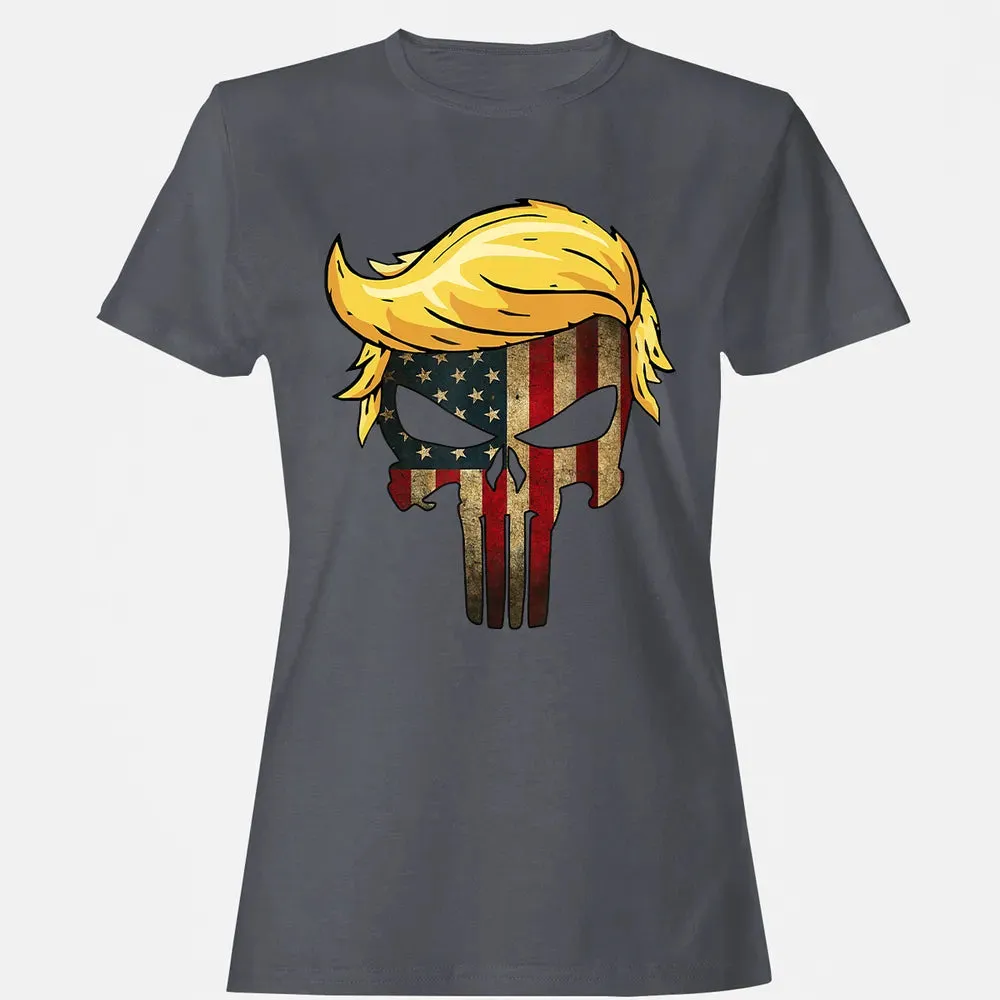 Trump Hair Skull    4th of july US Flag Trump Gift Women's T-shirt - 5