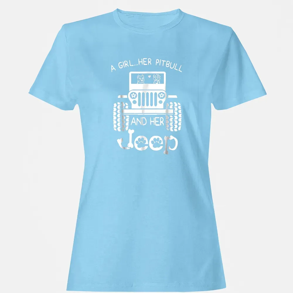 A girl Her Pitbull and her Jeep  Jeep Girl Gift Women's T-shirt - 8