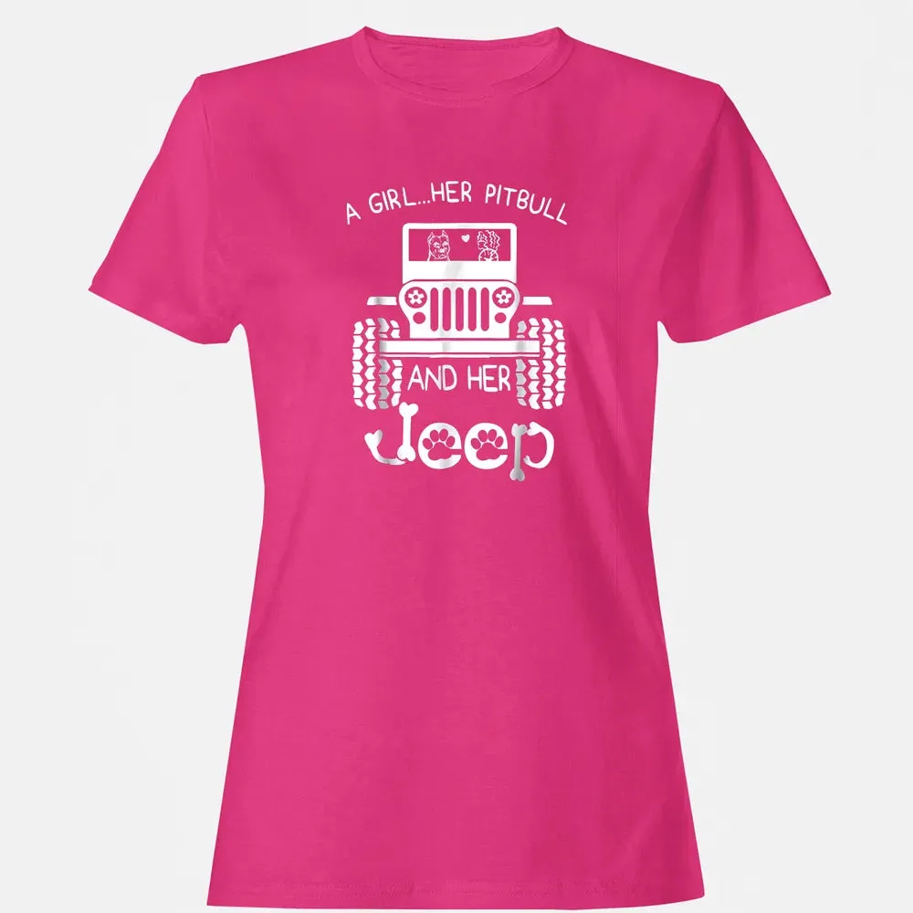 A girl Her Pitbull and her Jeep  Jeep Girl Gift Women's T-shirt - 6