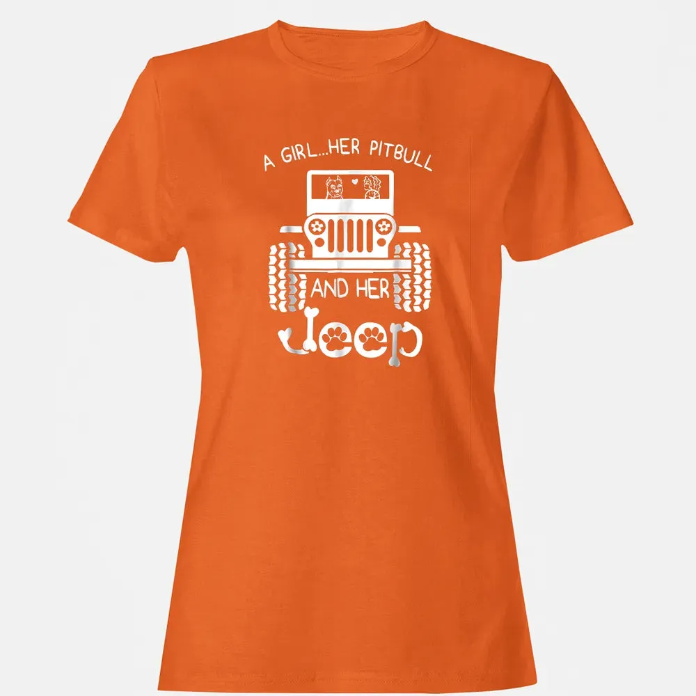 A girl Her Pitbull and her Jeep  Jeep Girl Gift Women's T-shirt - 11