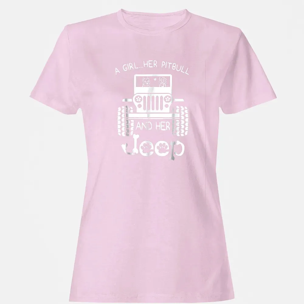 A girl Her Pitbull and her Jeep  Jeep Girl Gift Women's T-shirt - 9