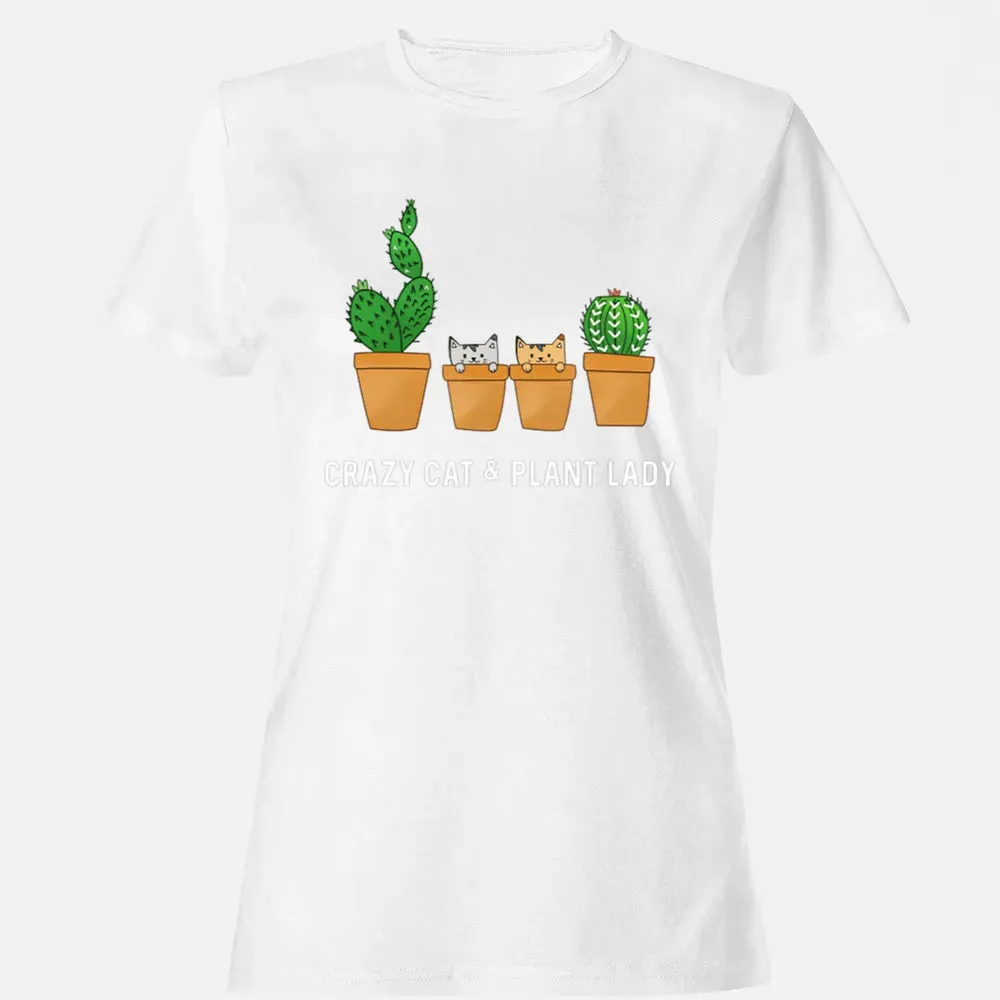 Catcus Cat Cactus Succulent Crazy Plant Mom Gift Women's T-shirt - 16