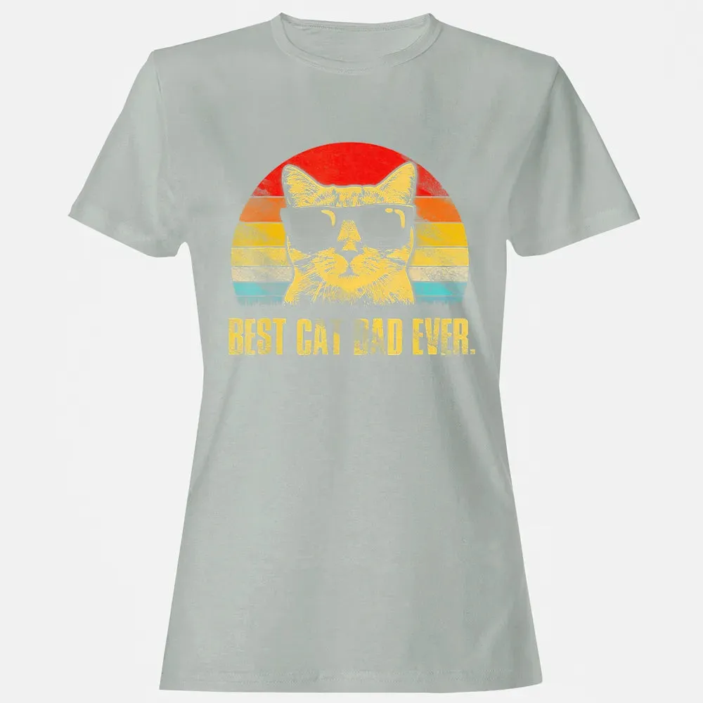Mens Best Cat Dad Ever  Funny Cat Dad Father Women's T-shirt - 2