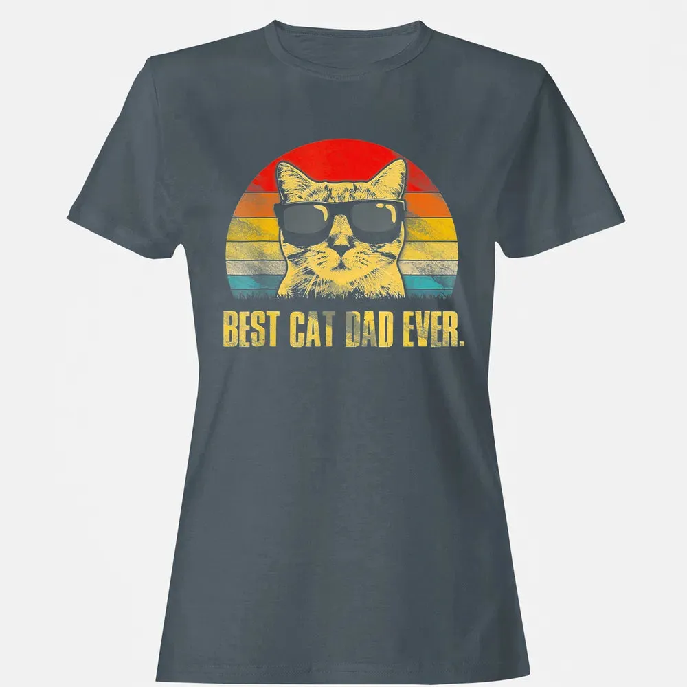 Mens Best Cat Dad Ever  Funny Cat Dad Father Women's T-shirt - 3