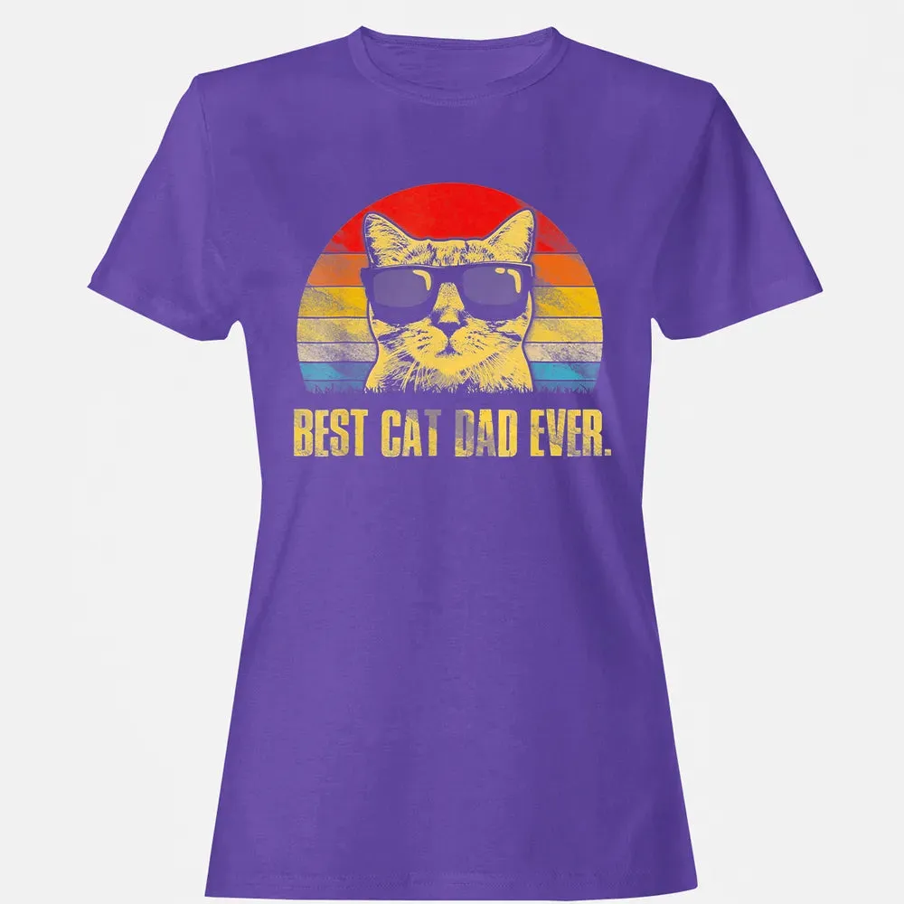 Mens Best Cat Dad Ever  Funny Cat Dad Father Women's T-shirt - 12