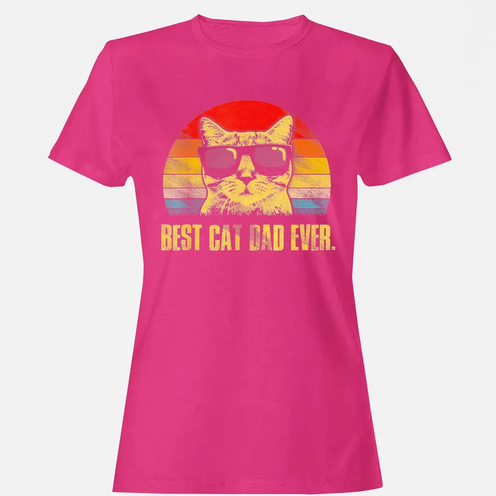 Mens Best Cat Dad Ever  Funny Cat Dad Father Women's T-shirt - 6