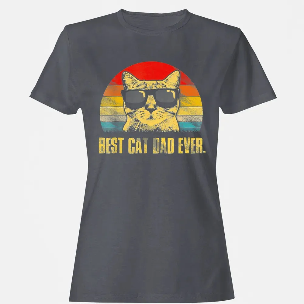 Mens Best Cat Dad Ever  Funny Cat Dad Father Women's T-shirt - 5