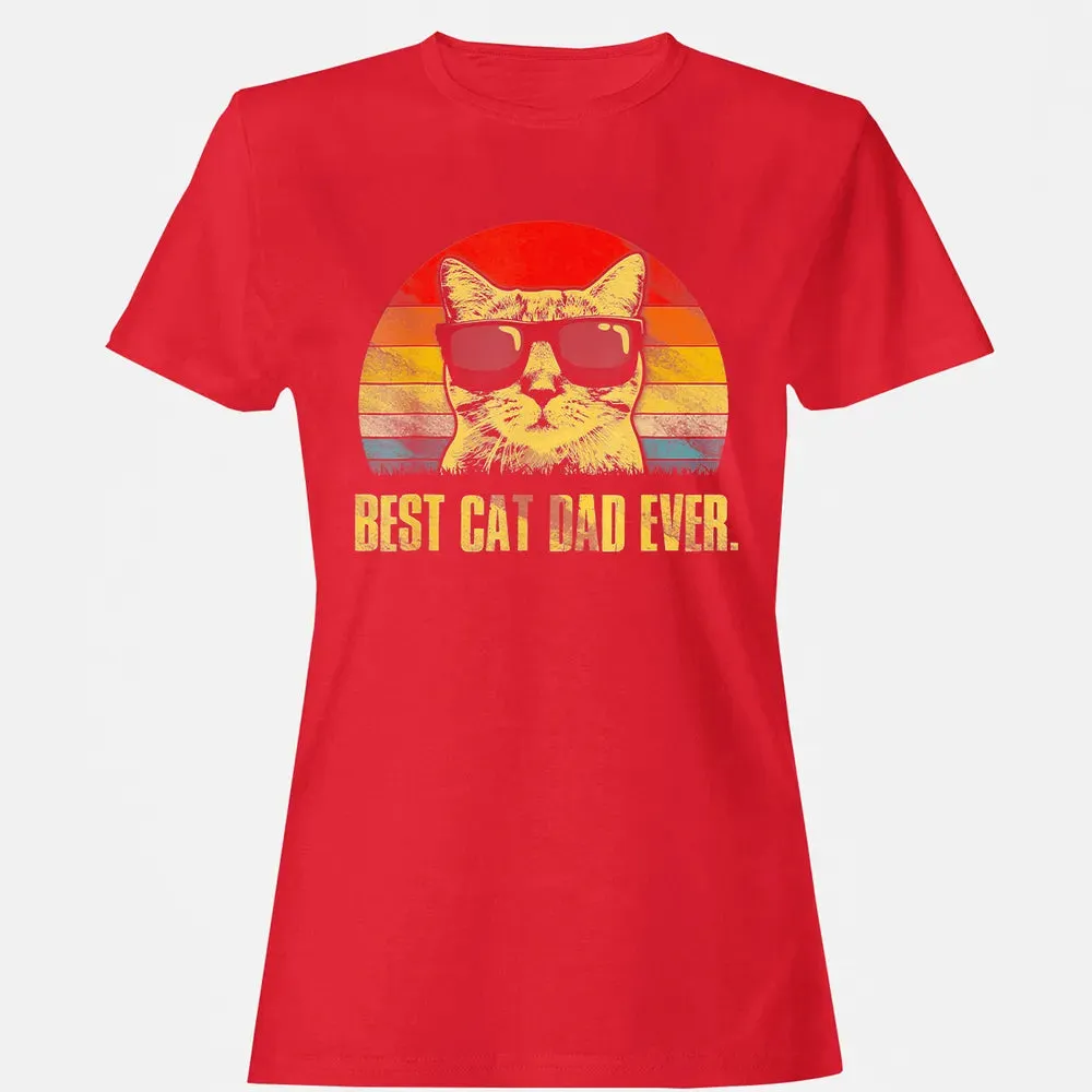 Mens Best Cat Dad Ever  Funny Cat Dad Father Women's T-shirt - 13