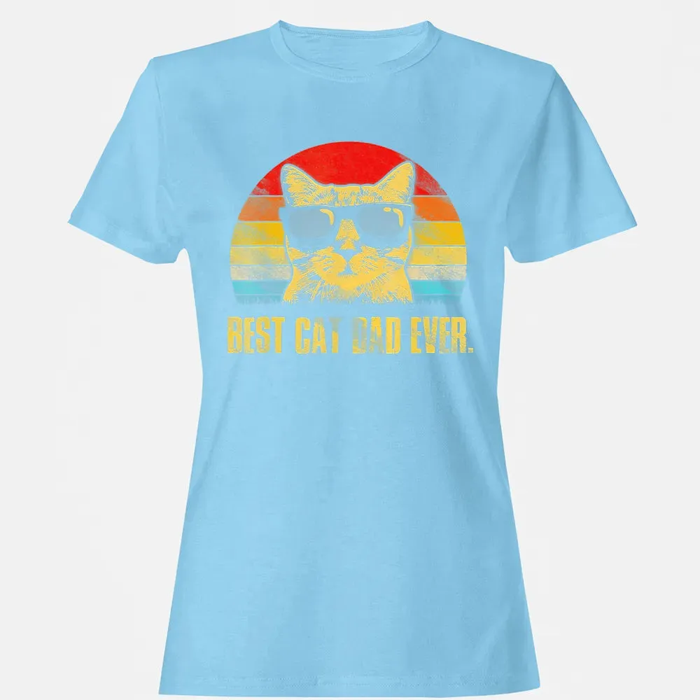 Mens Best Cat Dad Ever  Funny Cat Dad Father Women's T-shirt - 8