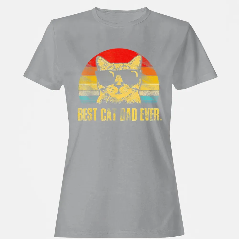 Mens Best Cat Dad Ever  Funny Cat Dad Father Women's T-shirt - 15