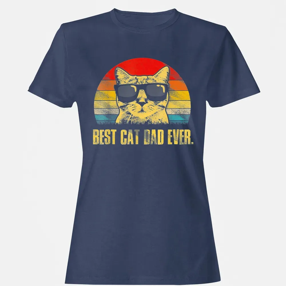 Mens Best Cat Dad Ever  Funny Cat Dad Father Women's T-shirt - 10