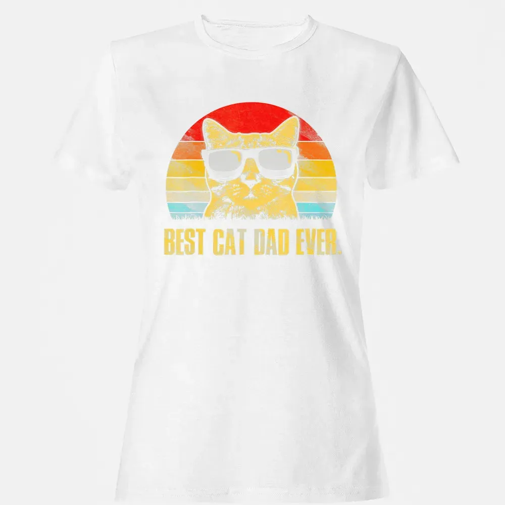 Mens Best Cat Dad Ever  Funny Cat Dad Father Women's T-shirt - 16