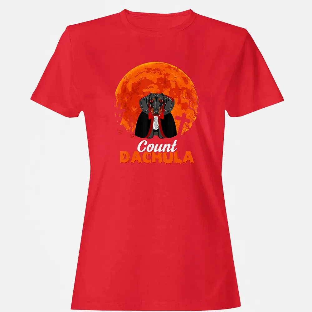 Count Dachula   Dachshund Halloween Gift For Men Women Women's T-shirt - 13