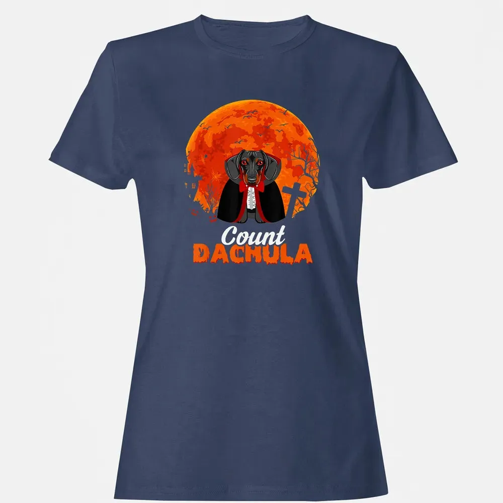 Count Dachula   Dachshund Halloween Gift For Men Women Women's T-shirt - 10