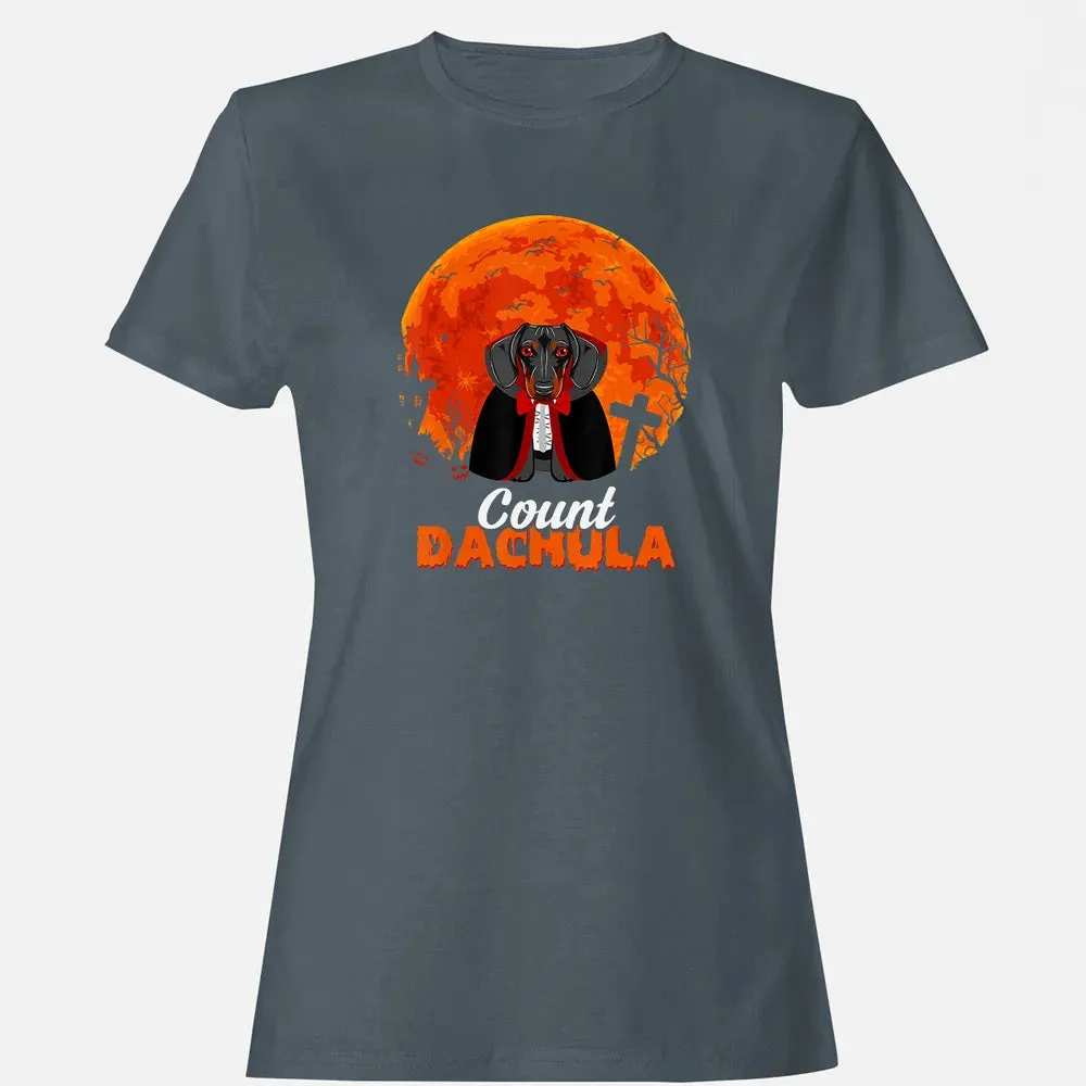 Count Dachula   Dachshund Halloween Gift For Men Women Women's T-shirt - 3