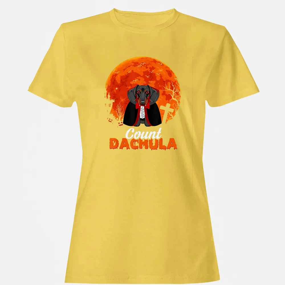 Count Dachula   Dachshund Halloween Gift For Men Women Women's T-shirt - 4