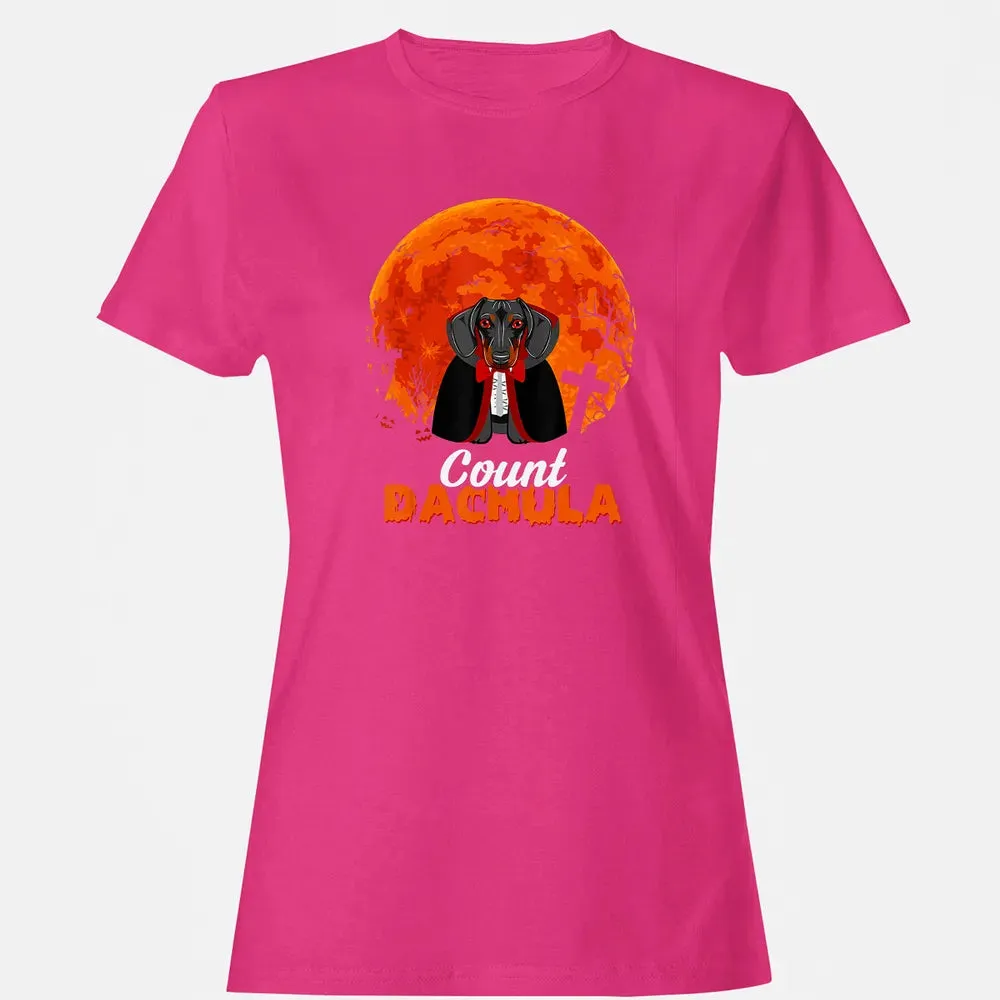 Count Dachula   Dachshund Halloween Gift For Men Women Women's T-shirt - 6