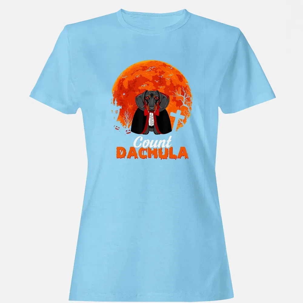 Count Dachula   Dachshund Halloween Gift For Men Women Women's T-shirt - 8