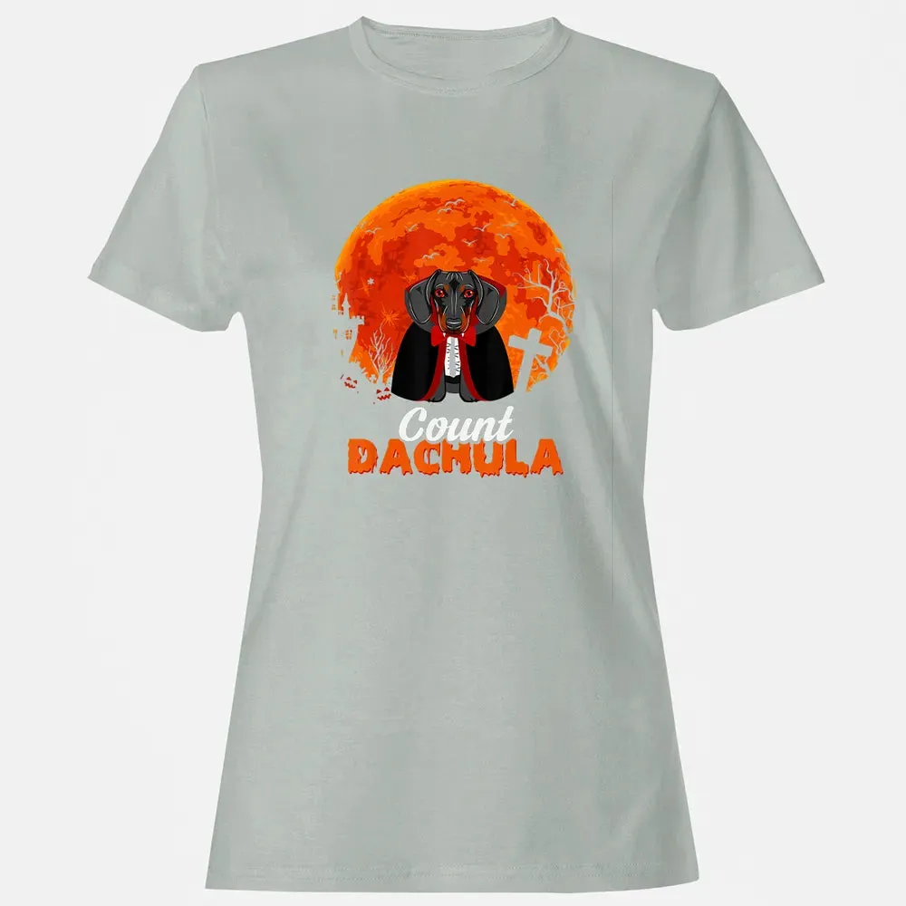 Count Dachula   Dachshund Halloween Gift For Men Women Women's T-shirt - 2