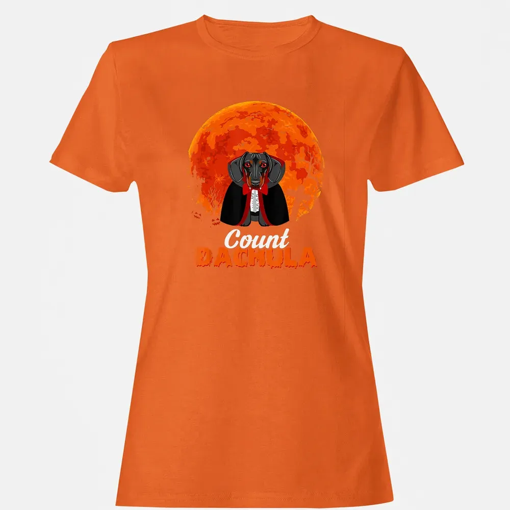 Count Dachula   Dachshund Halloween Gift For Men Women Women's T-shirt - 11