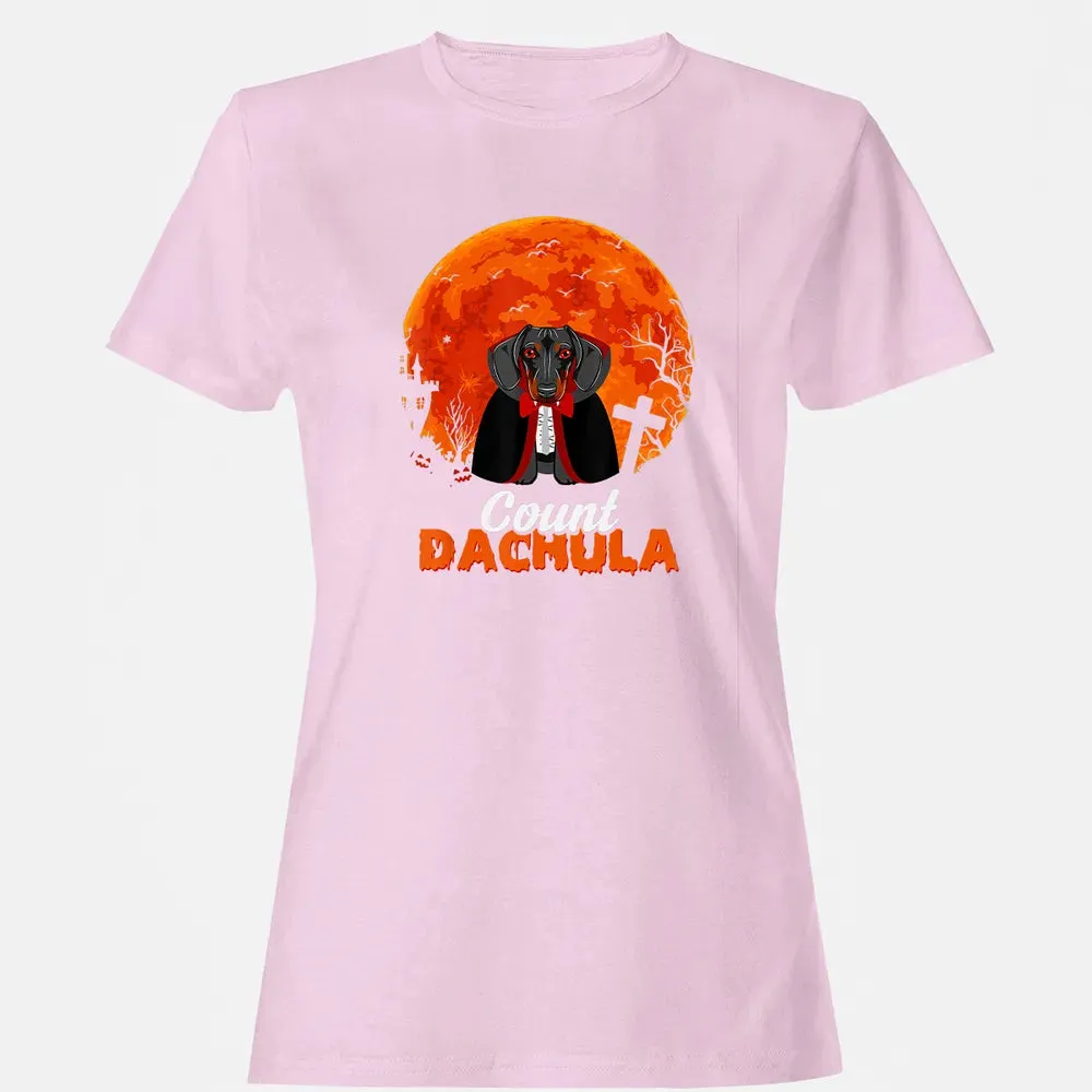 Count Dachula   Dachshund Halloween Gift For Men Women Women's T-shirt - 9