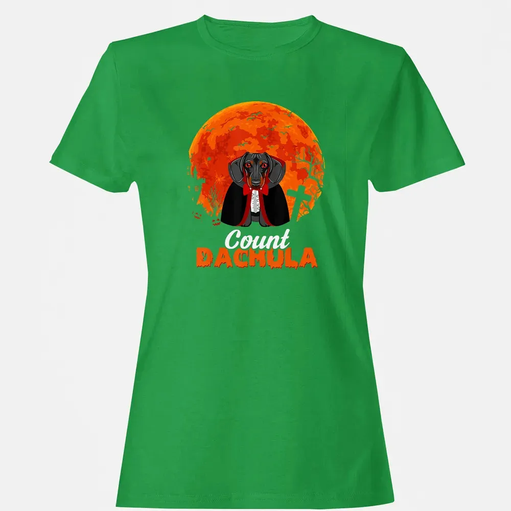 Count Dachula   Dachshund Halloween Gift For Men Women Women's T-shirt - 7