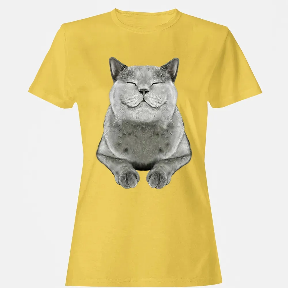 Grey Cat Smile Eager Face  Cats   Gifts Women's T-shirt - 4