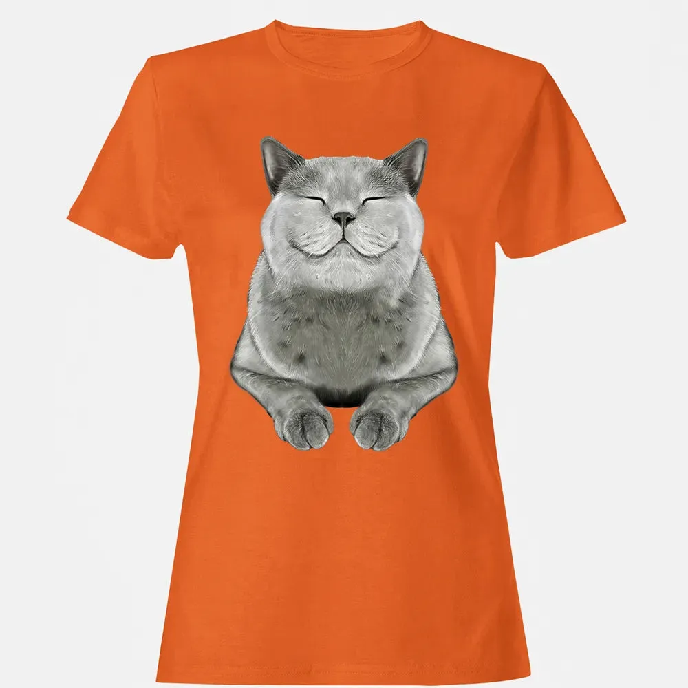 Grey Cat Smile Eager Face  Cats   Gifts Women's T-shirt - 11