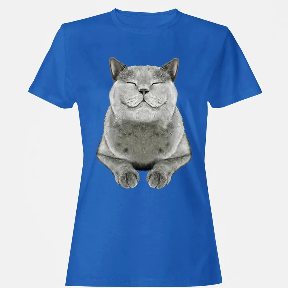 Grey Cat Smile Eager Face  Cats   Gifts Women's T-shirt - 14