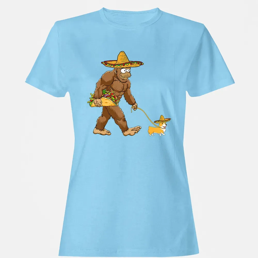 Bigfoot Taco Sombrero Corgi Dog Cinco de Mayo s Women's T-shirt - 8