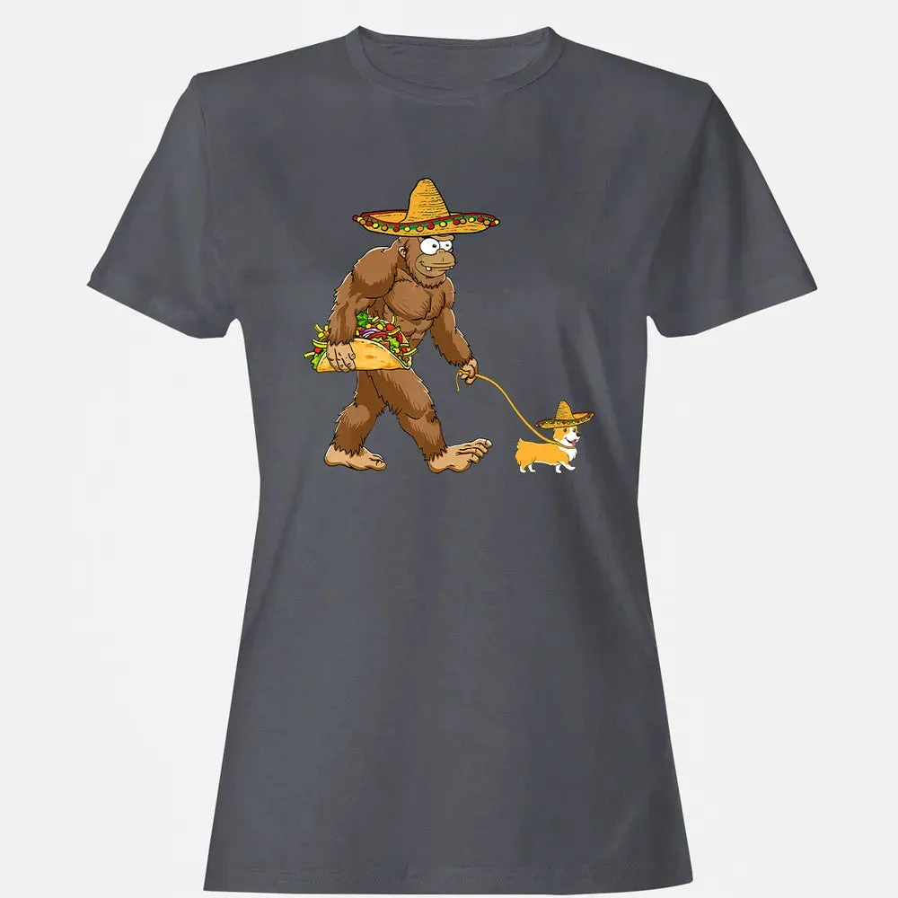 Bigfoot Taco Sombrero Corgi Dog Cinco de Mayo s Women's T-shirt - 5