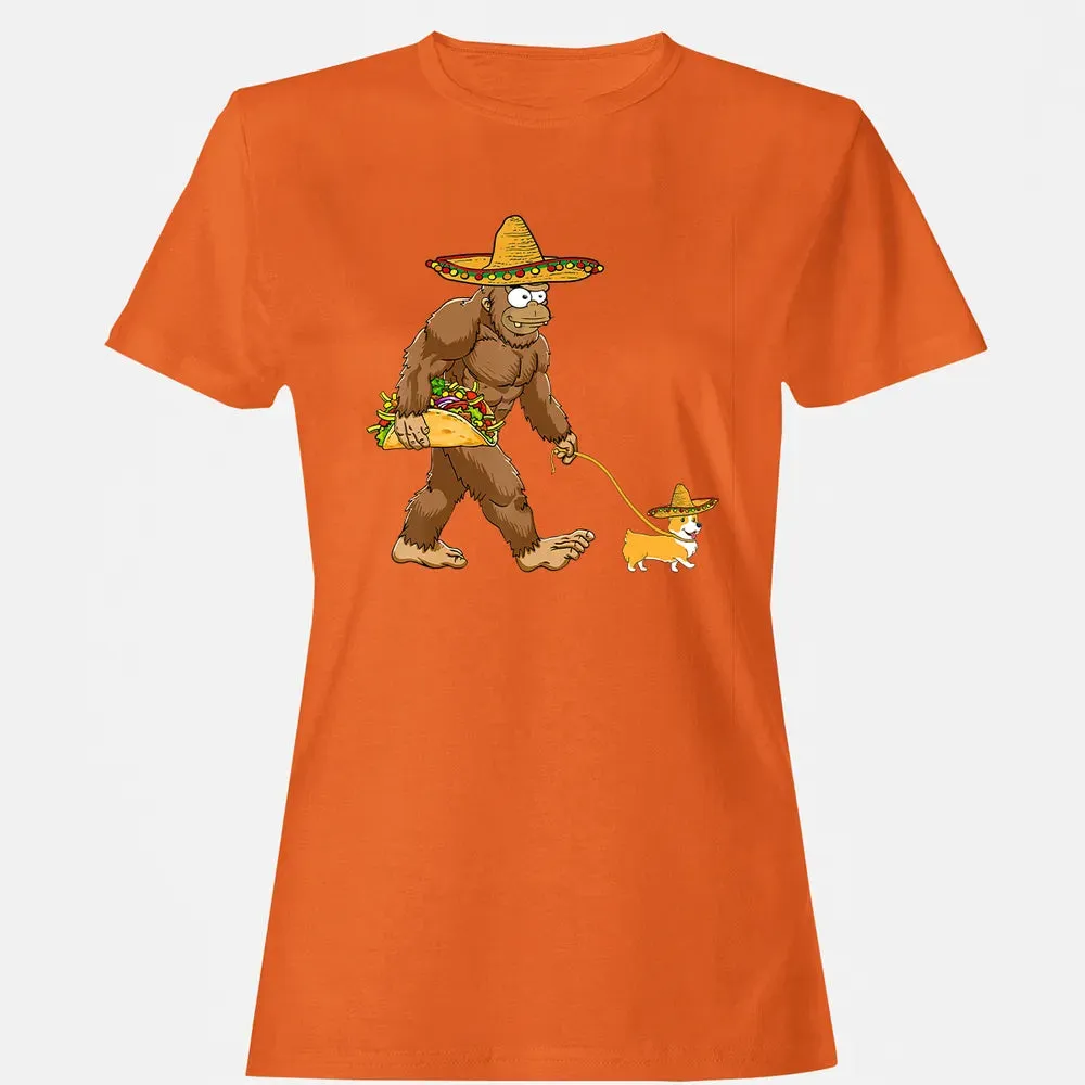Bigfoot Taco Sombrero Corgi Dog Cinco de Mayo s Women's T-shirt - 11