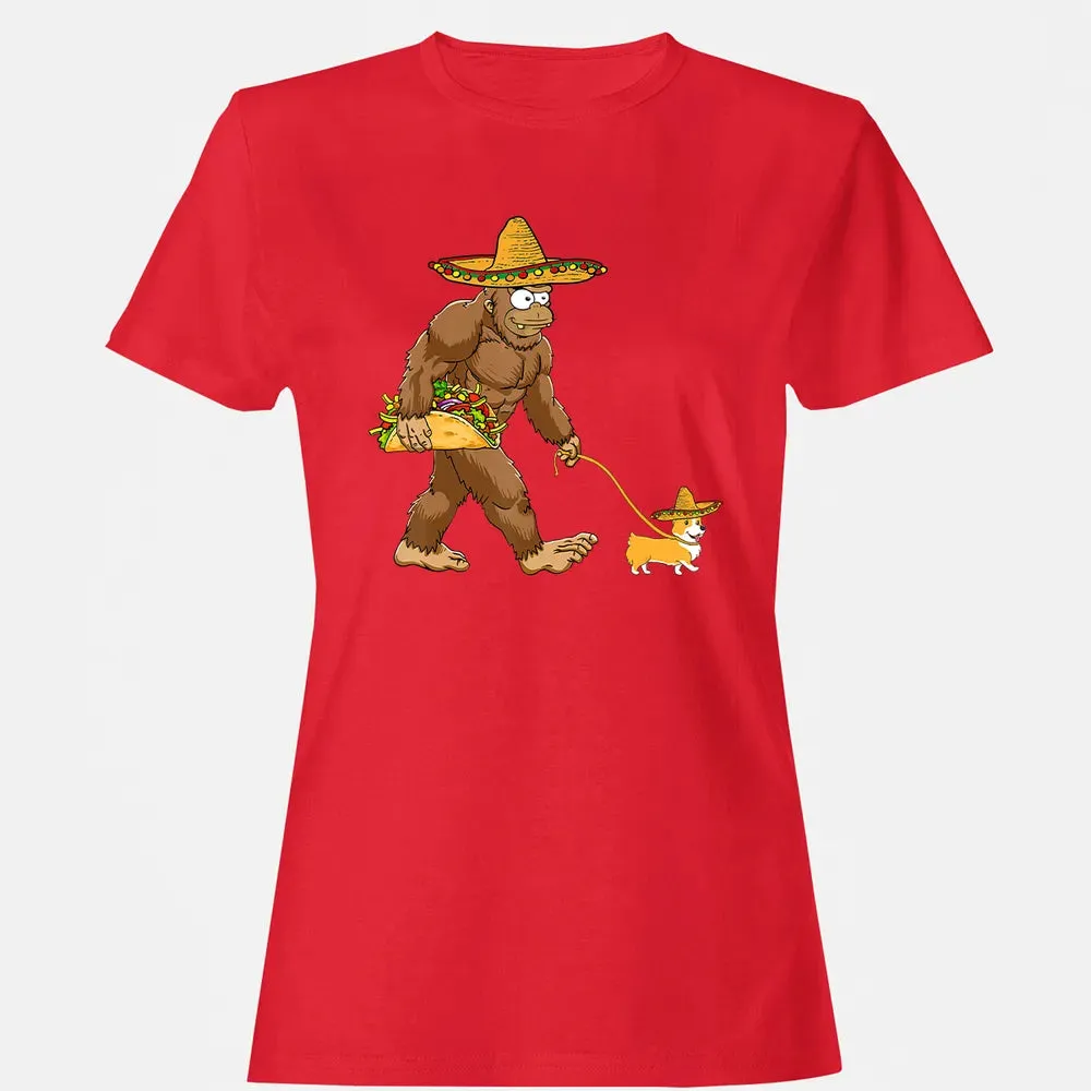 Bigfoot Taco Sombrero Corgi Dog Cinco de Mayo s Women's T-shirt - 13