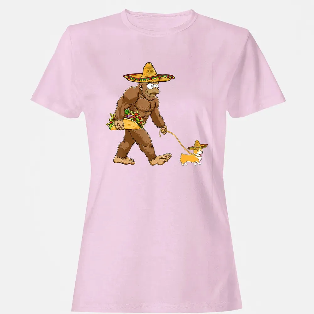 Bigfoot Taco Sombrero Corgi Dog Cinco de Mayo s Women's T-shirt - 9