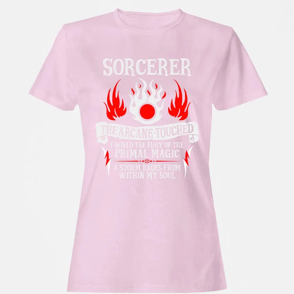 SORCERER, The Arcane Touched  (White Text) Women's T-shirt - 9