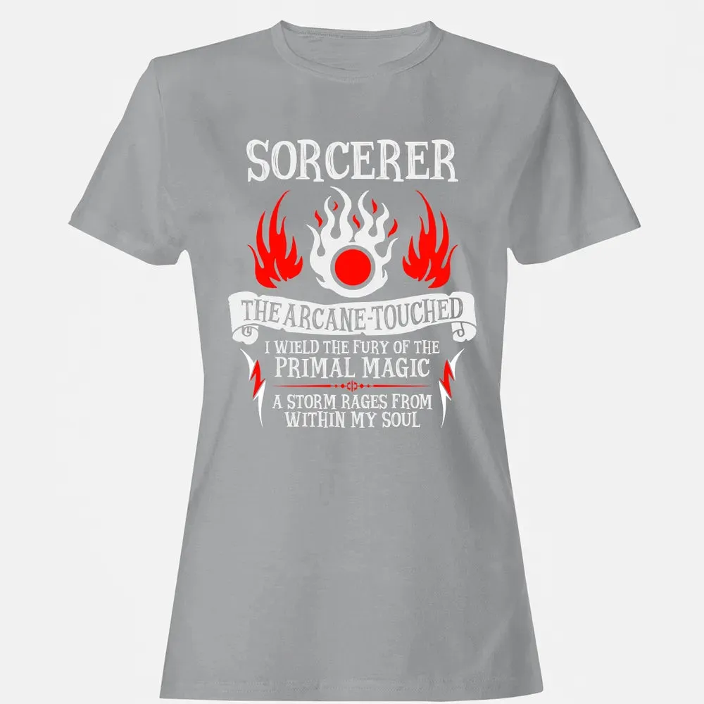 SORCERER, The Arcane Touched  (White Text) Women's T-shirt - 15