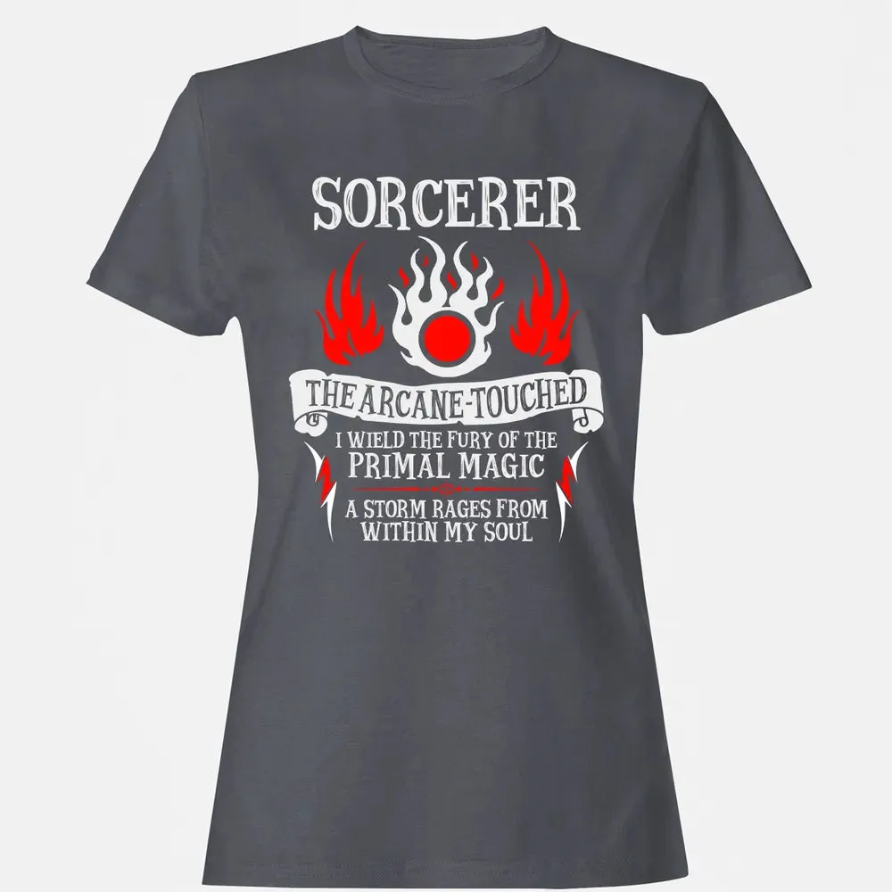 SORCERER, The Arcane Touched  (White Text) Women's T-shirt - 5