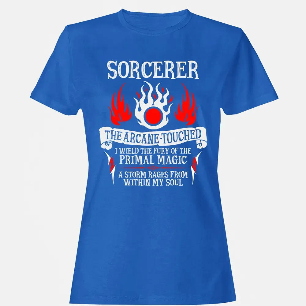 SORCERER, The Arcane Touched  (White Text) Women's T-shirt - 14