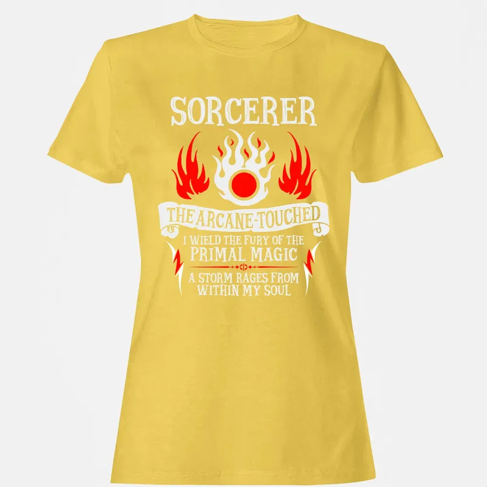 SORCERER, The Arcane Touched  (White Text) Women's T-shirt - 4