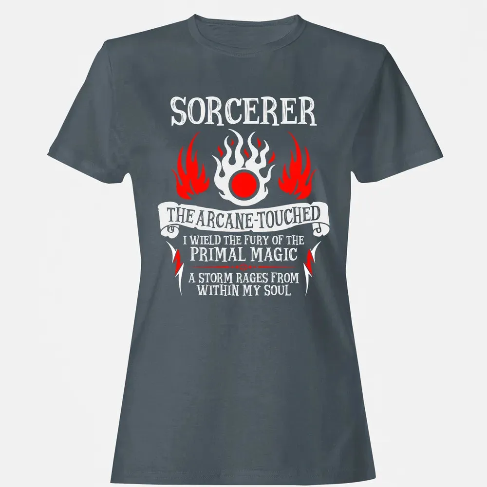 SORCERER, The Arcane Touched  (White Text) Women's T-shirt - 3