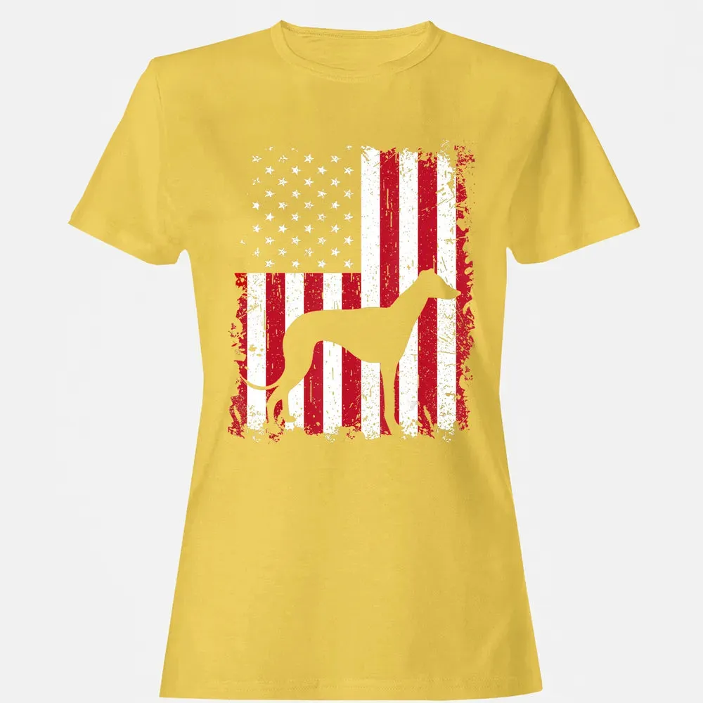 Greyhound 4th of July Patriotic American USA Flag Gift Women's T-shirt - 4