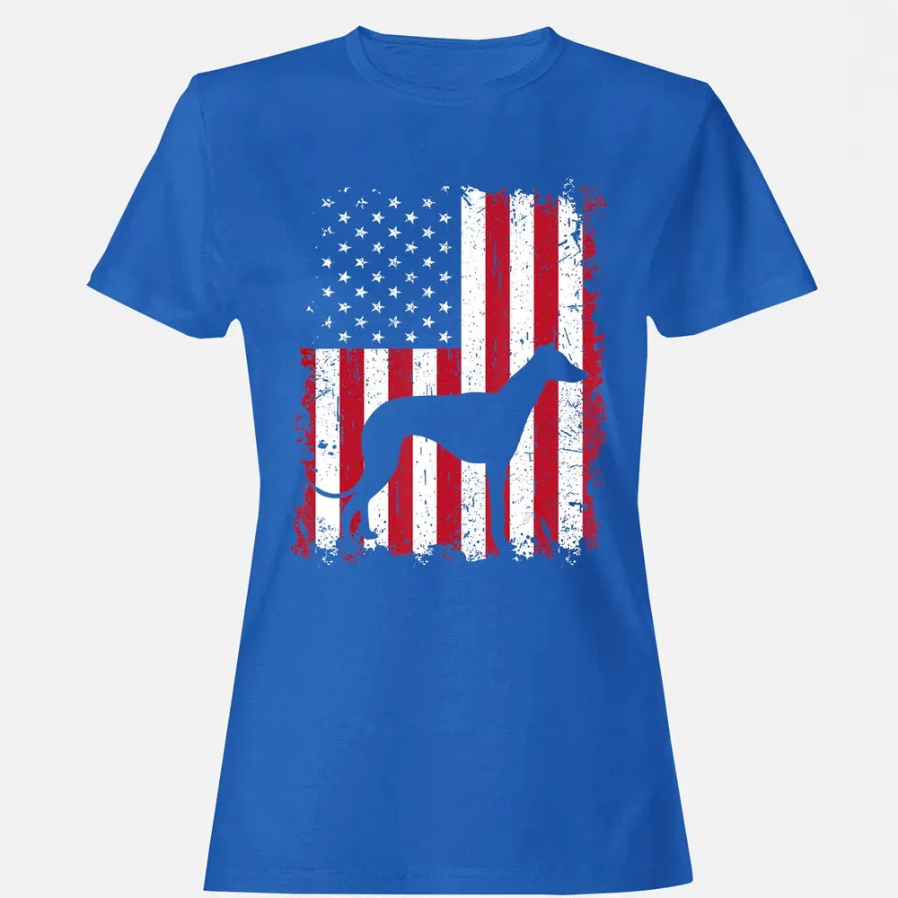 Greyhound 4th of July Patriotic American USA Flag Gift Women's T-shirt - 14