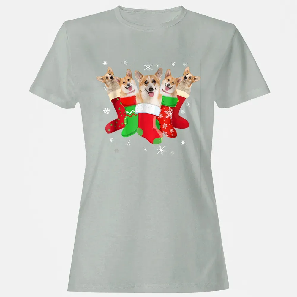 Corgi Christmas Socks Women's T-shirt - 2