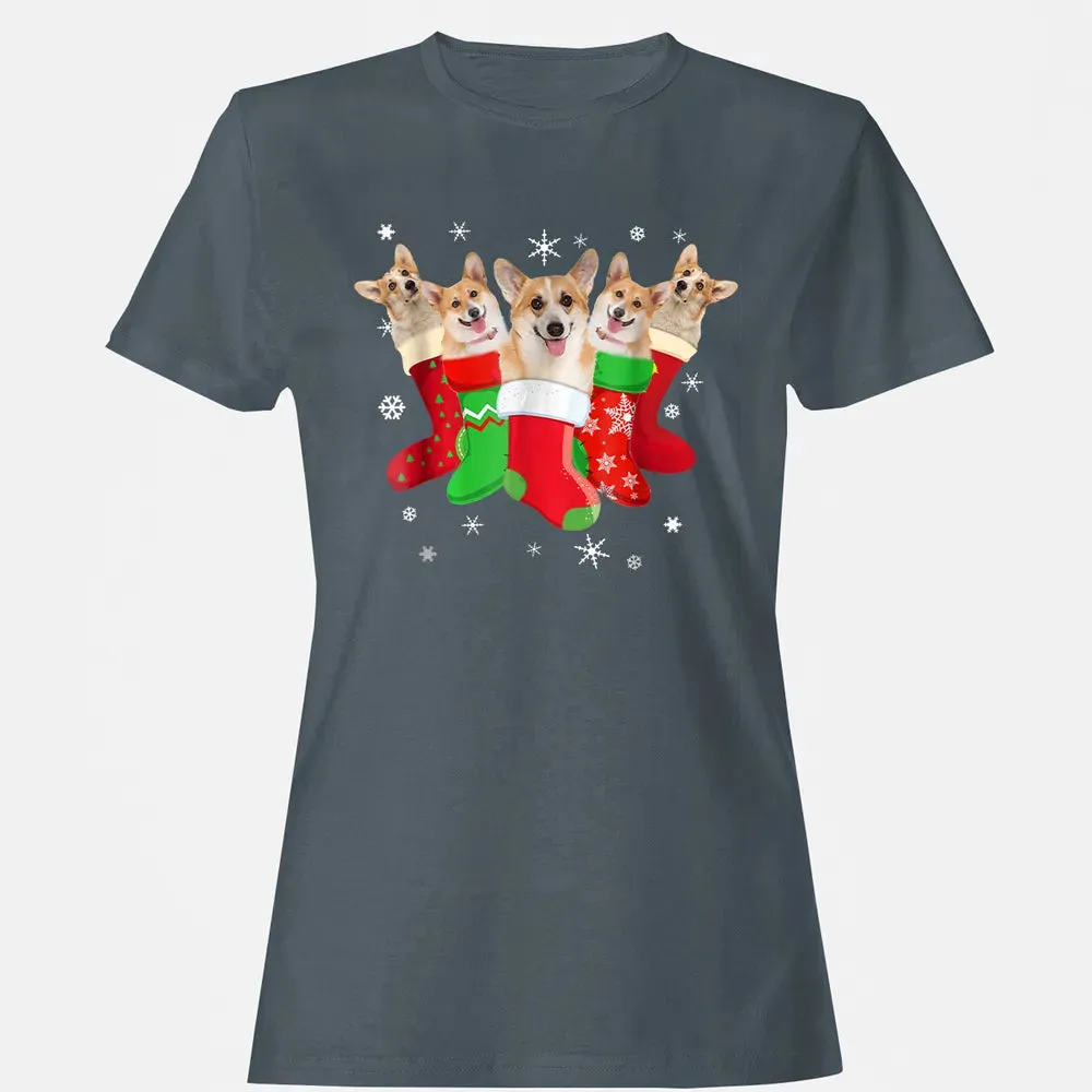 Corgi Christmas Socks Women's T-shirt - 3