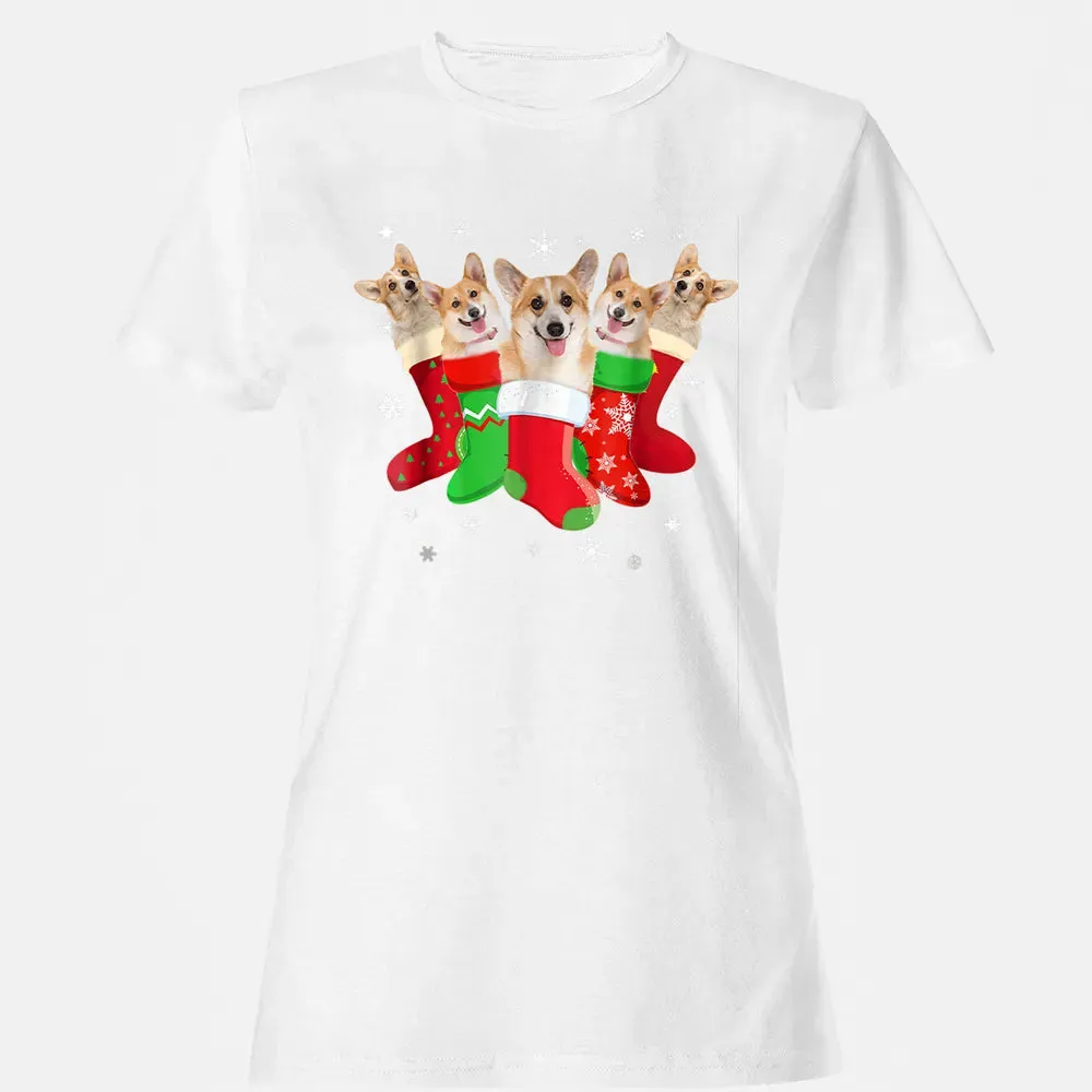 Corgi Christmas Socks Women's T-shirt - 16